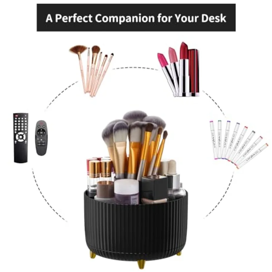 Desk Organizer, 360-Degree Rotating Pen Holder, Desk Organizers and Accessories with 5 Compartments Pencil Holder, Art Supply S - view 6