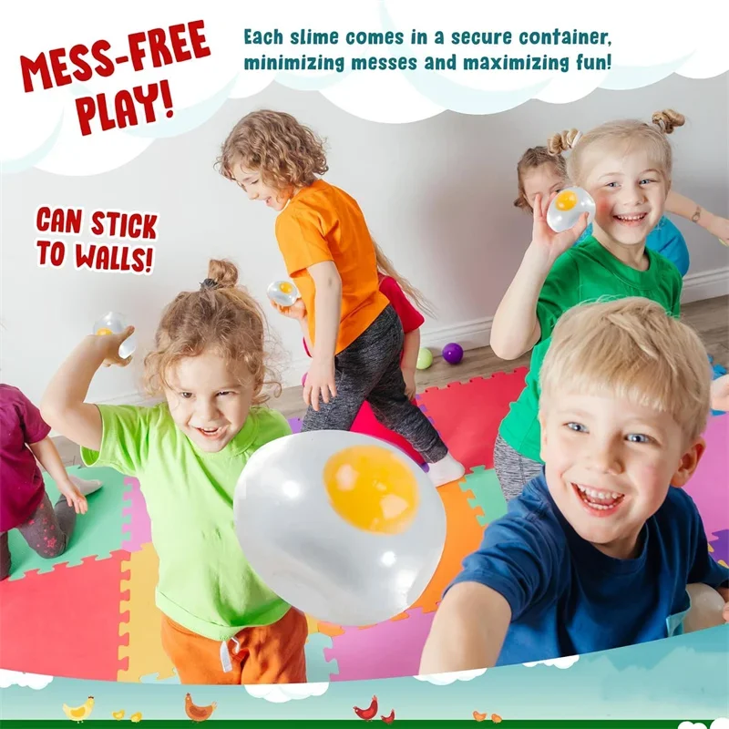 2 Stück Funky Egg Squishy Ball Clear Squeeze Splat Ball Osterkorbfüller Squishies Fun Toy Anxiety Reducer für Kinder Erwachsene – Detail 5