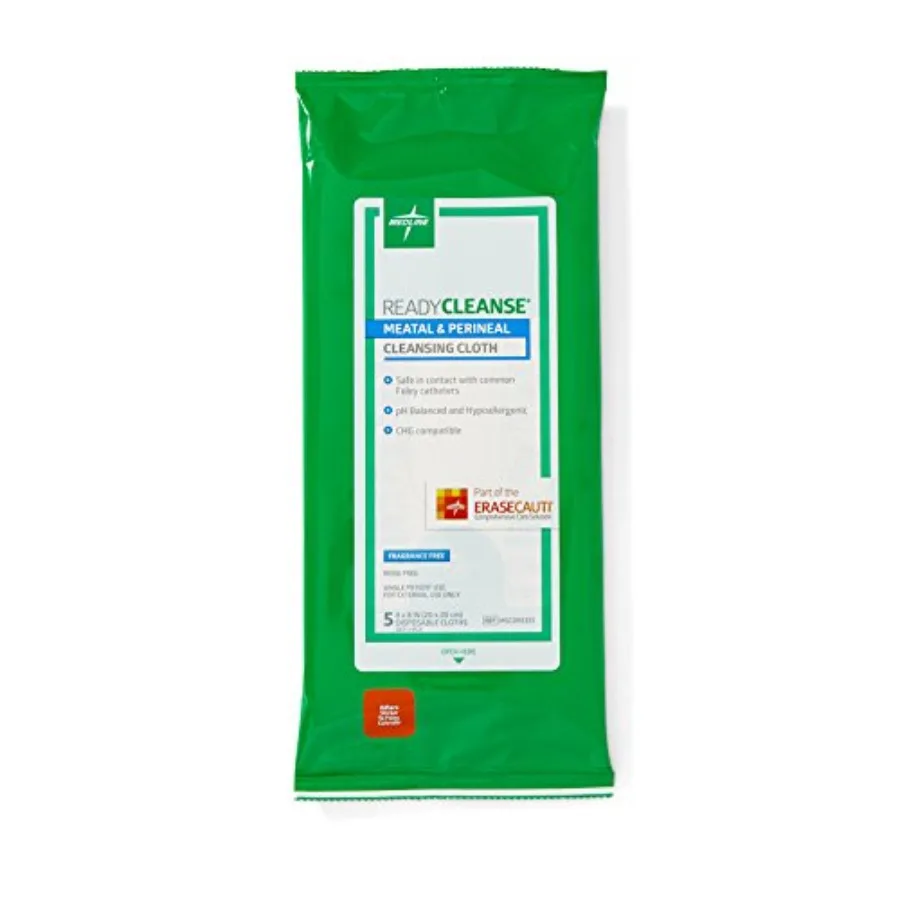 

Readycleanse Meatal and Perineal Cleansing Cloth Fragrance Free Hypoallergenic 8" x 8" 5 Count Pack of 30