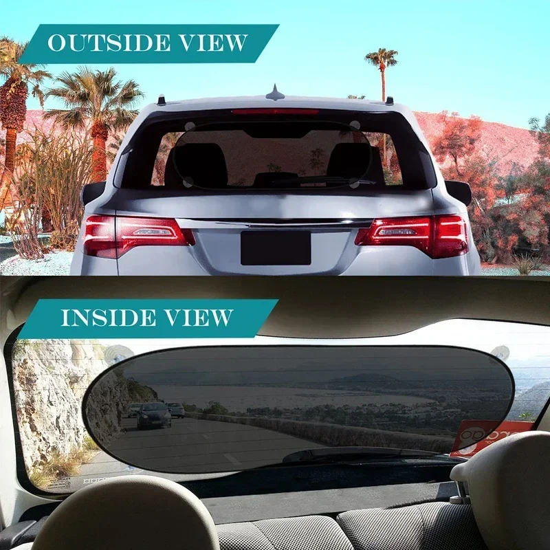 Car Sun Shade UV Protection Folding Auto Rear Window Sunshade 100x50cm Universal Mesh Back Window Visor with Suction Cups image 4