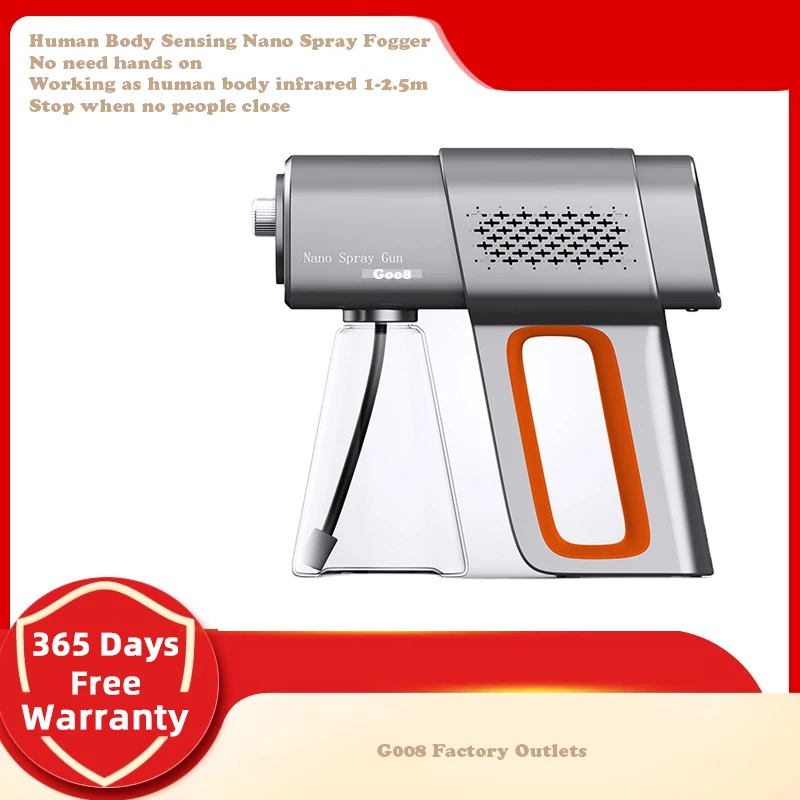 Nano Spray Fogger Gun Machine Portable Infrared Nano Disinfecting Sprayer Gun with Human Body Sensing for Public Home Office Car