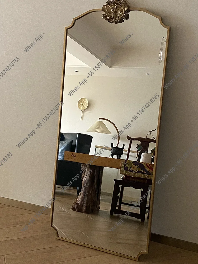 40X American Retro Full-length Mirror Carved Wall Hanging Wall Adhering Medieval Household French Floor-to-ceiling Full-body Fit