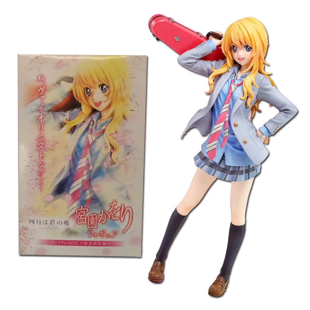 21cm Anime Your Lie in April Miyazono Kaori Painted PVC Figure Collectible Model Toy Kawaii Girl Figure Japanese Dolls