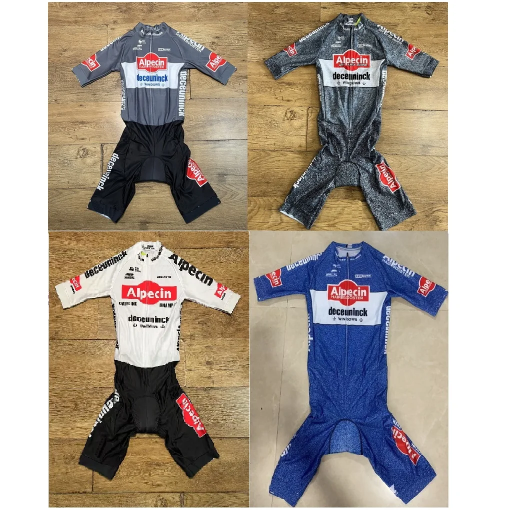 

LASER CUT Skinsuit 2025 Alpecin Deceuninck TEAM GREY Bodysuit SHORT Cycling Jersey Bike Bicycle Clothing With 7 Hours Pad