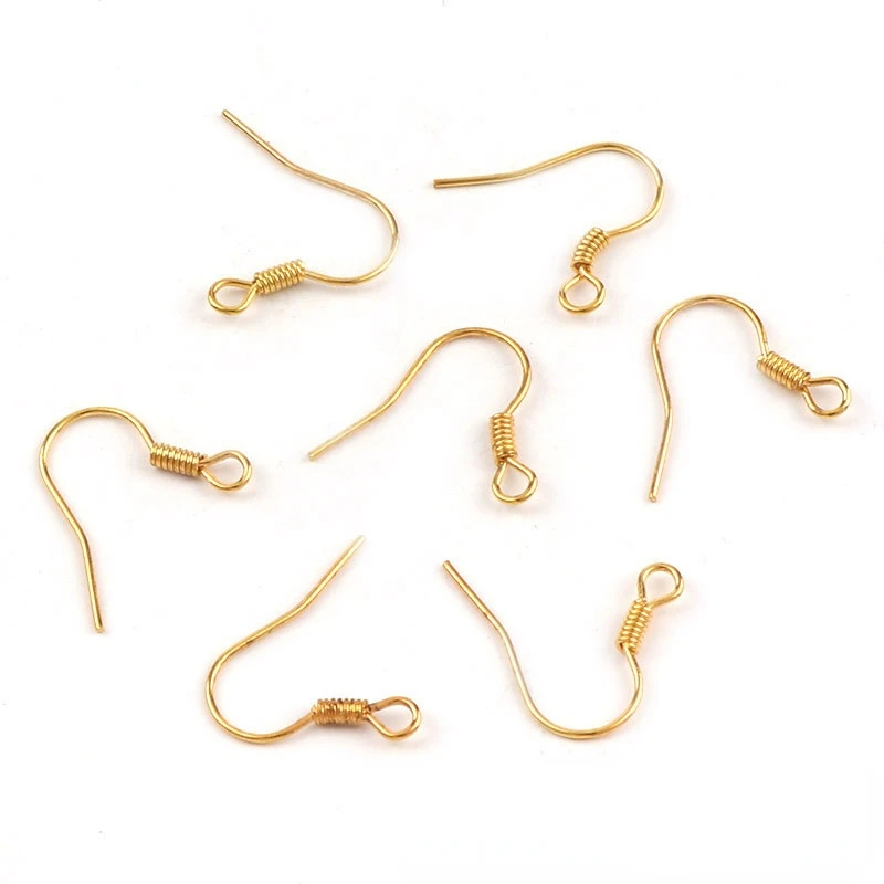 50 Pieces of Golden Silver Earring Hook Wire Iron Metal Ear Hook Buckle Earring Making Suitable for DIY Jewelry Accessories