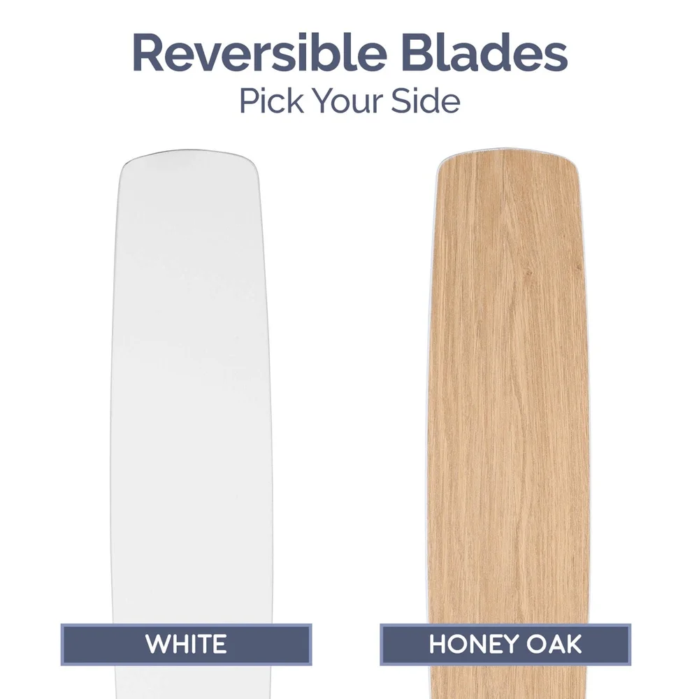 مروحة سقف بجهاز تحكم عن بعد 52 بوصة، 5 شفرات، ضوء LED متكامل قابل للتعتيم، شفرات قابلة للعكس بلمسة نهائية مزدوجة، مثالية متوسطة وكبيرة