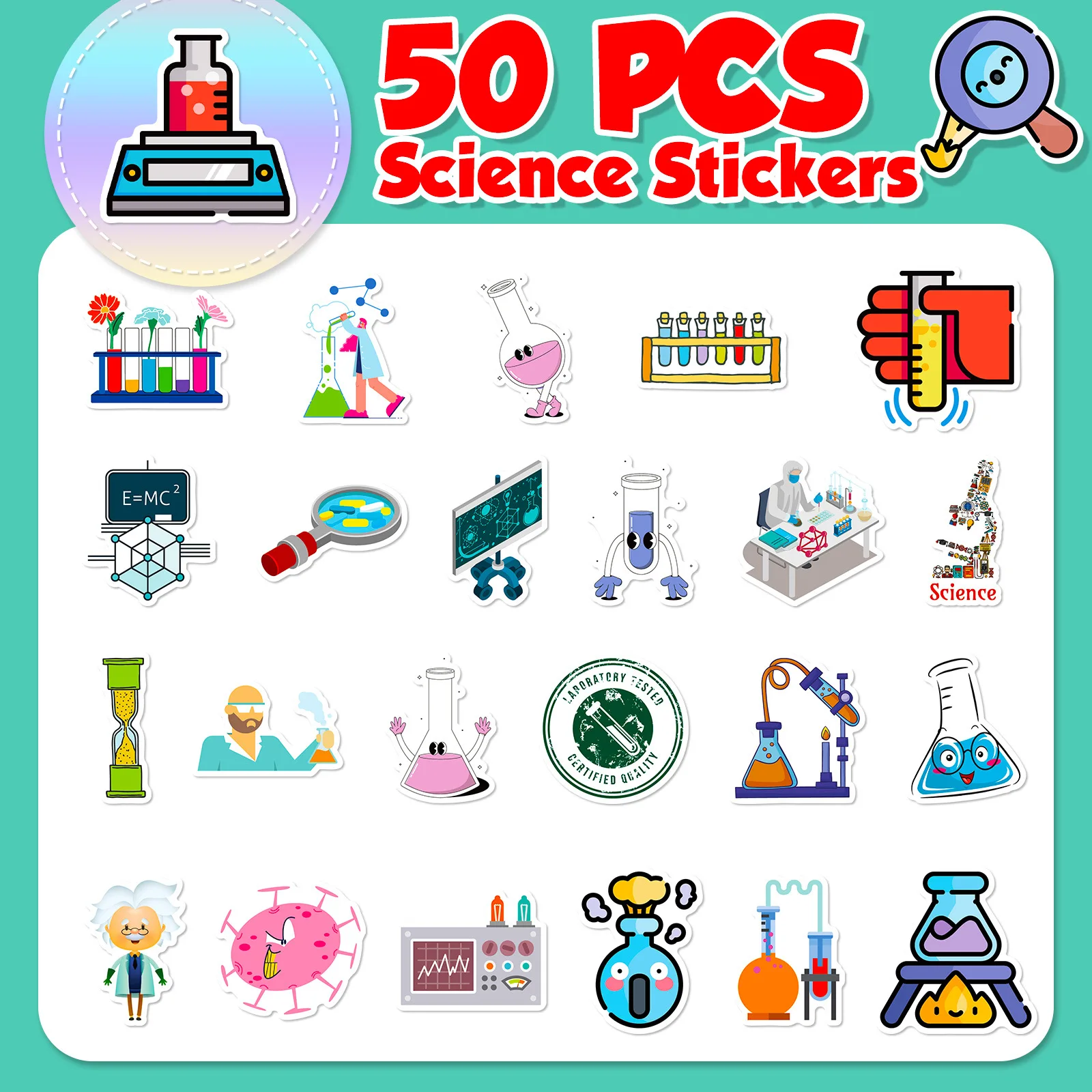 10/25/50pcs Chemistry Laboratory Graffiti Stickers for Teaching Phone Laptop Guitar Helmet Travel Luggage Skateboard DIY