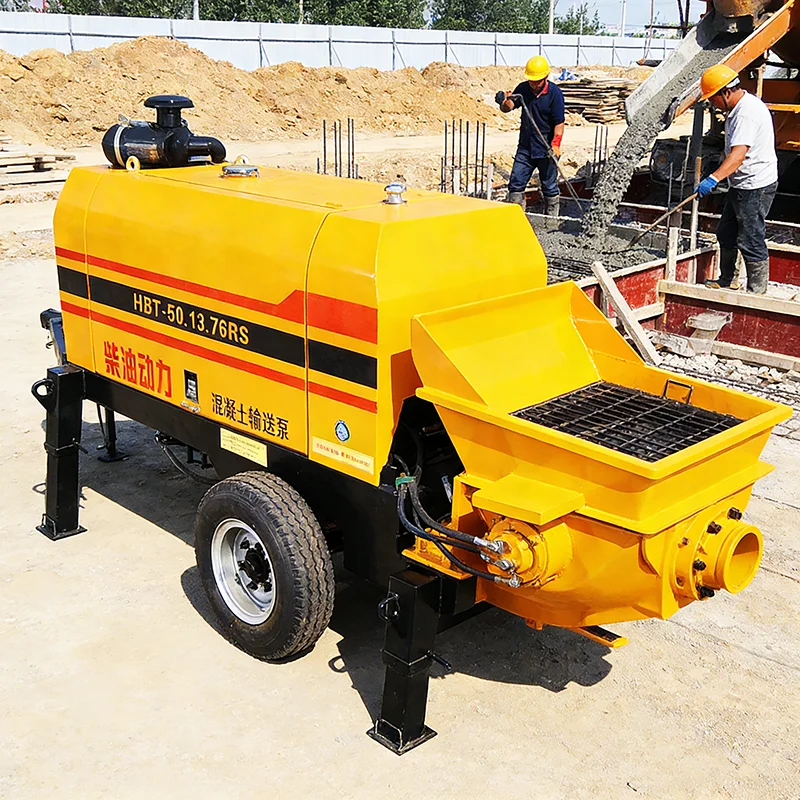 Durable Trailer Mounted Concrete Pump,Electric Motor,High Pressure,For Road & Bridge Construction,Remote Control