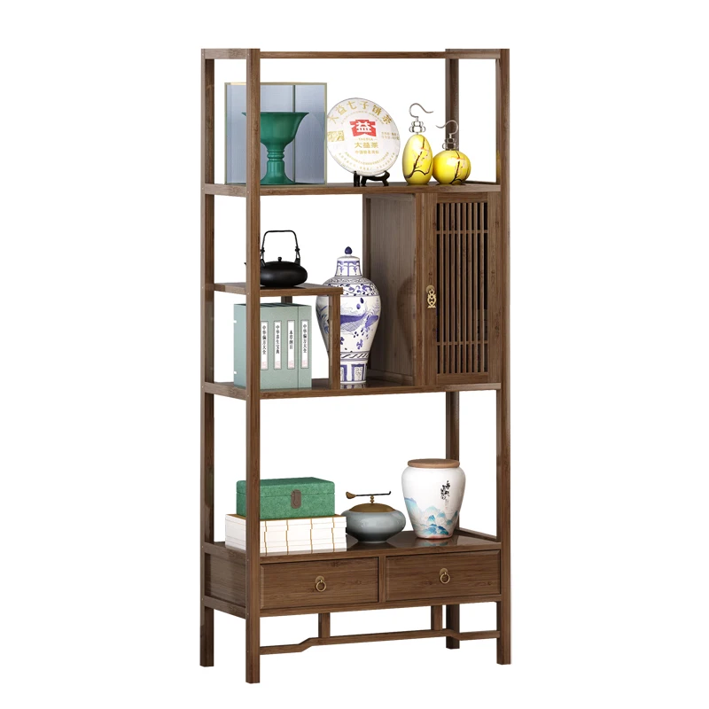 

Bogu Bookshelf Solid Wood Bamboo Chinese Antique Tea Room Tea Shelf Tea Set Cabinet Office Duobao Pavilion