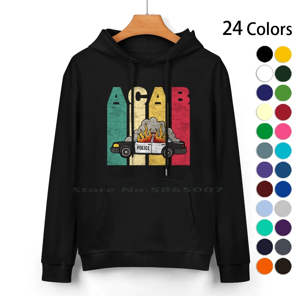 

Acab Pure Cotton Hoodie Sweater 24 Colors Acab 1312 1312 Acab 1312 Ultras 1312acab Burning Police Car 100% Cotton Hooded