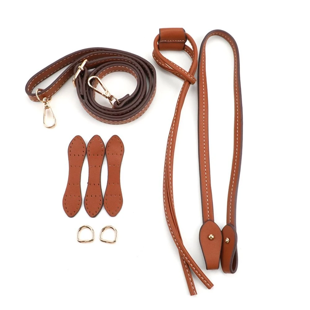 DIY Crochet Drawstring Shoulder Bag Straps Handbag Handles 1 Set Replacement Bag Accessories PU Leather Material For Bucket Bag