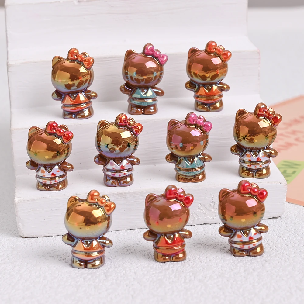 

10 шт. коричневые бусины Sanrio Hello Kitty из смолы, ювелирные изделия, свободные бусины с интервалом для DIY, цепочка для соски, ожерелье для прорезывания зубов, подарок для детского душа