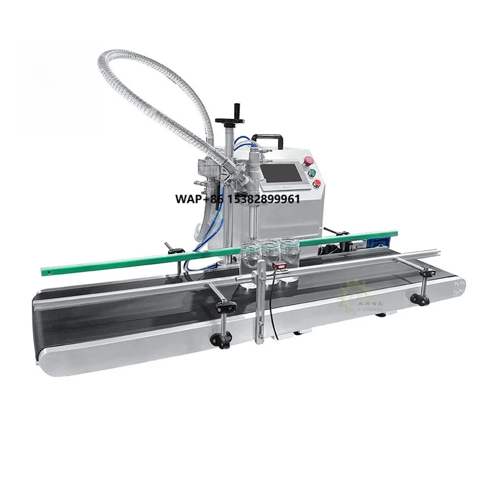 ZXSMART Fully Automatic Desktop CNC Liquid Filling Machine (with Conveying Device) for Honey,jam,juice,oil Bottle/can