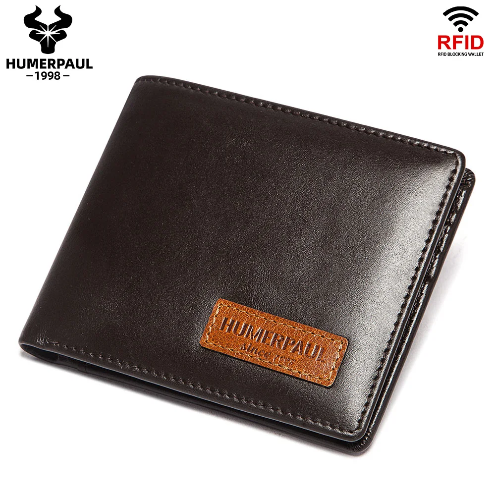 Portafoglio da uomo con porta AirTag in vera pelle Bifold RFID Blocking 2 ID Windows 13 porta carte di credito borsa per soldi maschile ultrasottile