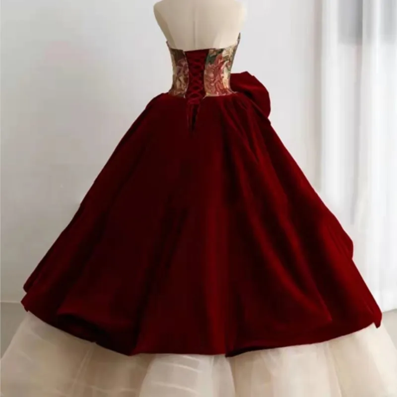 Der Rosenkavalier Toast Clothing Light Luxury Court off-Shoulder Pettiskirt Red Women