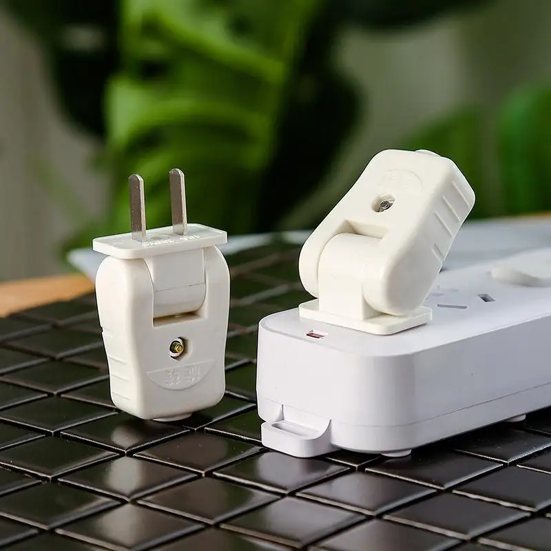 2 Prong White Electrical Plug 180° Rotatable Heat Resistant Durable Shell for Christmas Decoration Light Power Use