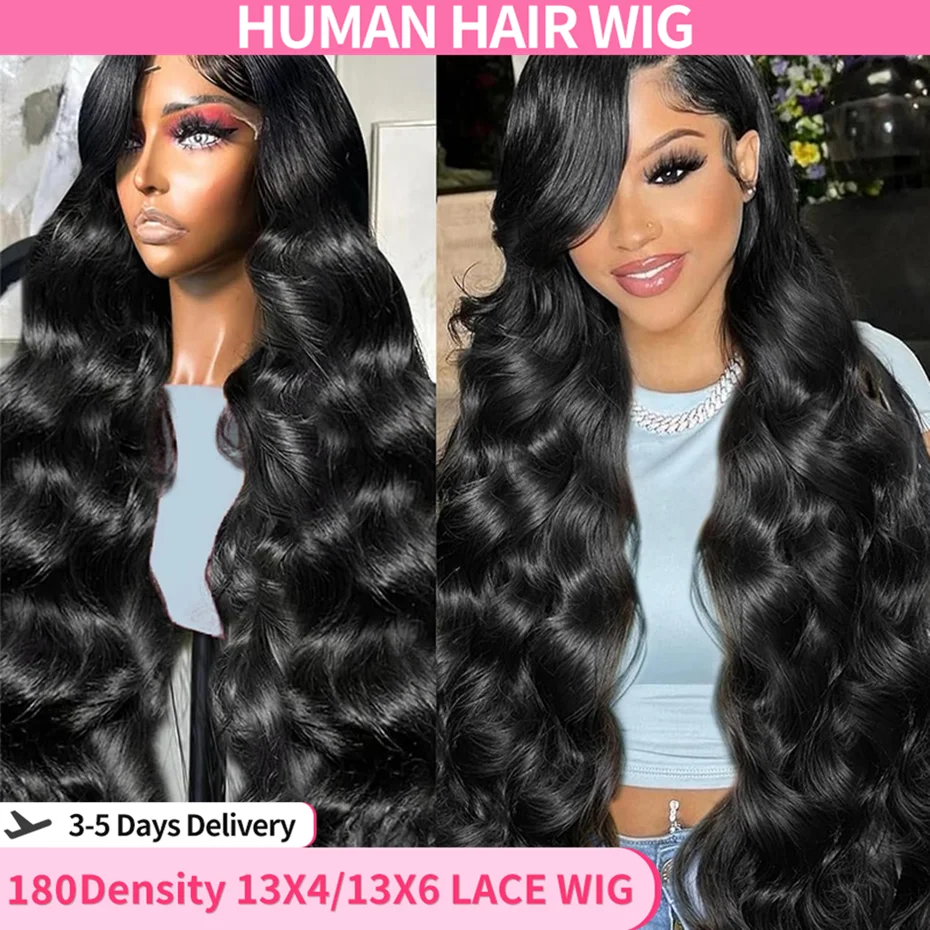 30 32 Inch 13X6 Body Wave Lace Front Wigs Human Hair Pre Plucked 180% Density 13x4 Lace Frontal Wigs Human Hair For Women Bling