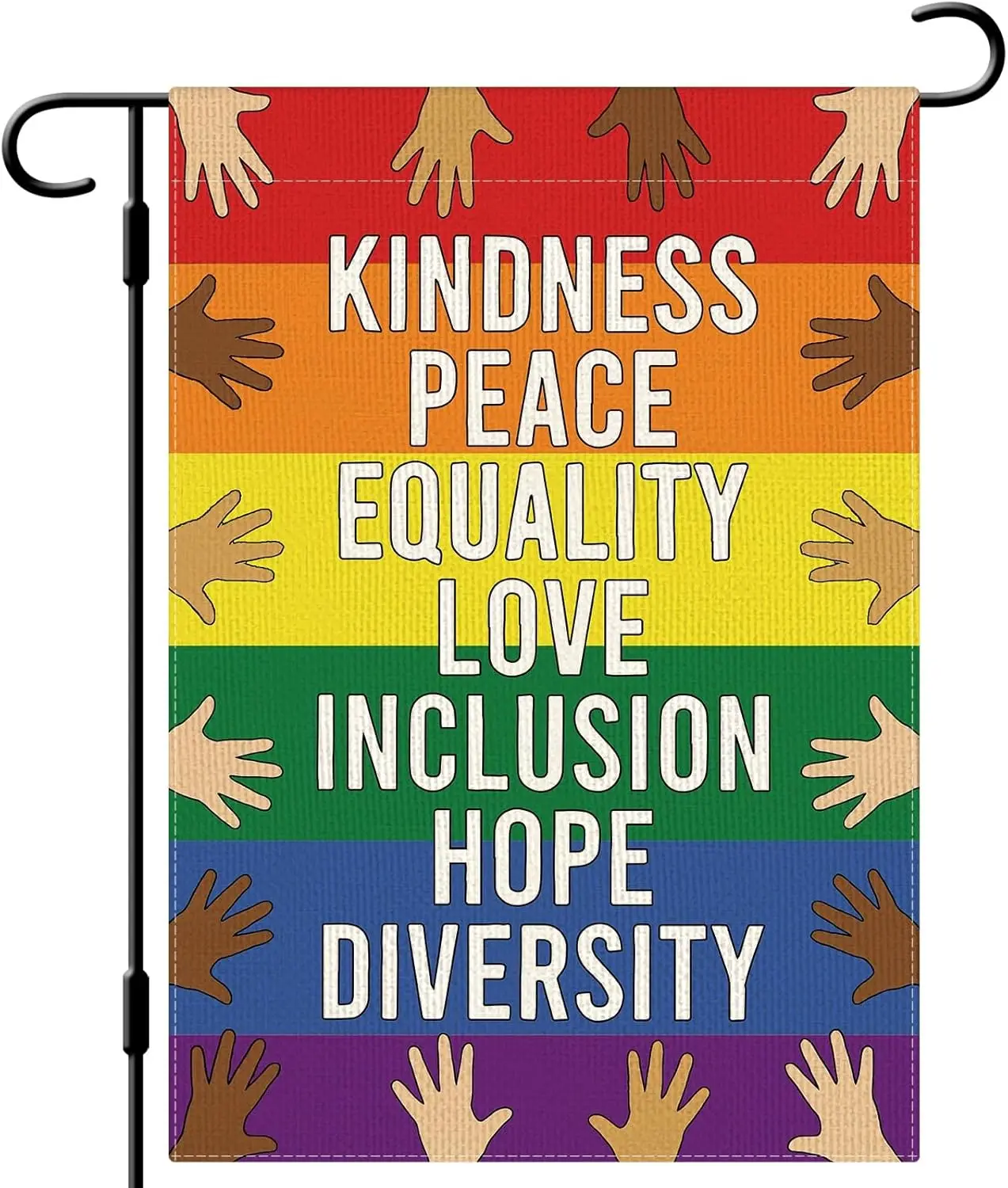 DLZDN Kindness Peace Equality Love Inclusion Hope Diversity Garden Flag 12×18 Inch Double Side Vertical Burlap Farmhouse Yar PPZ