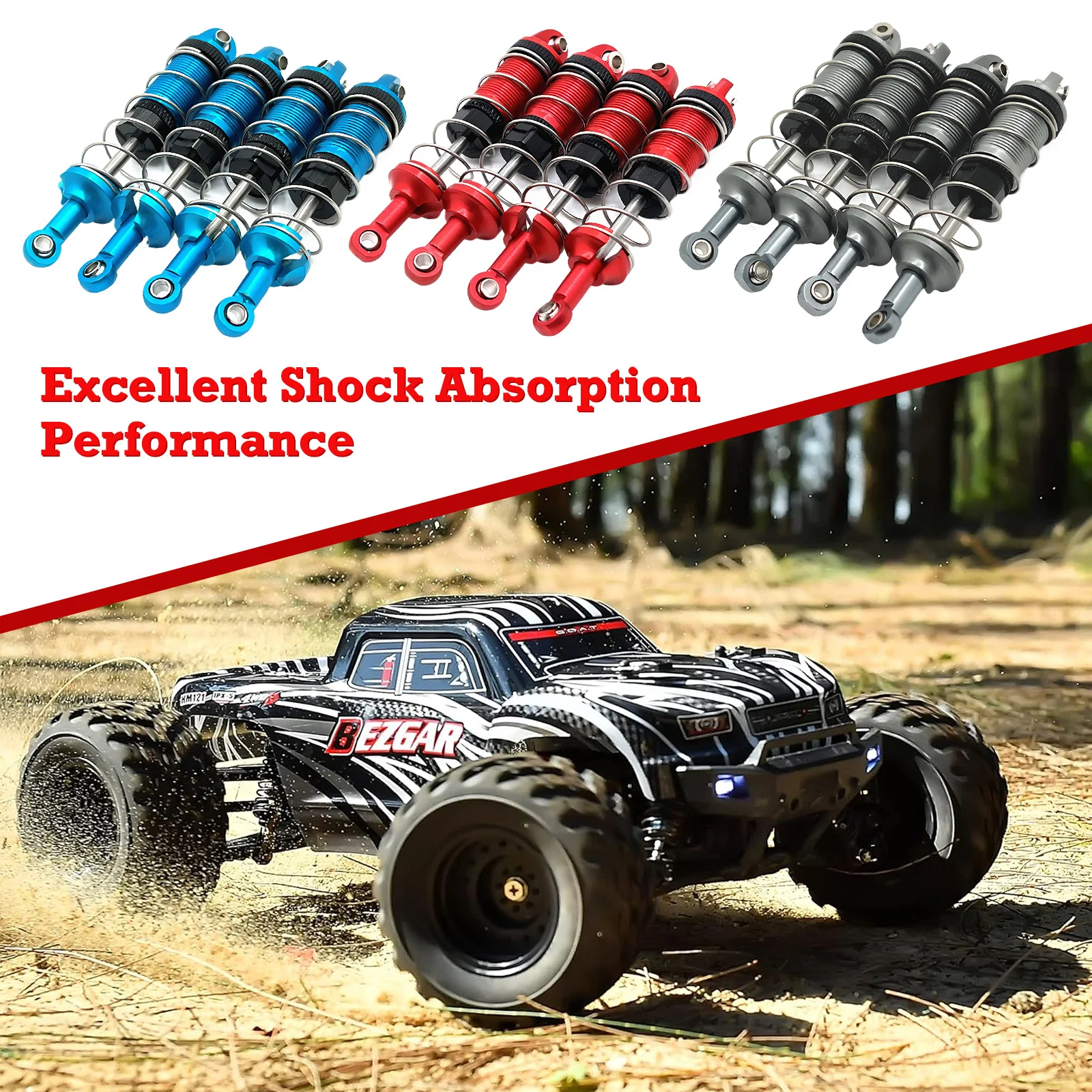 

Гладкий передний и задний амортизатор из алюминиевого сплава 1/16, радиоуправляемая автомобильная часть для MJX H16 16207 16208 16209 16210, радиоуправляемые автомобильные аксессуары, синий