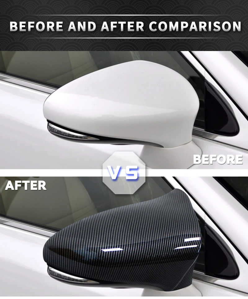Aoh-junglecheetah Gloss Black Stick-On Side Mirror Cover Caps For Lexus GS/IS/ES/RC/LS/CT 2012-2022 – M3 M4 Horn Style