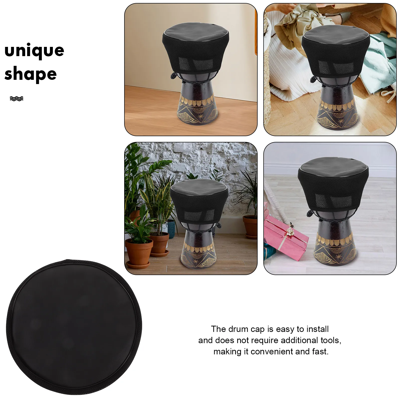 

Moisture-Proof Cover For 10-Inch African Soundproof Oxford Material Easy Install Reusable Protective Cap Washable Drumming