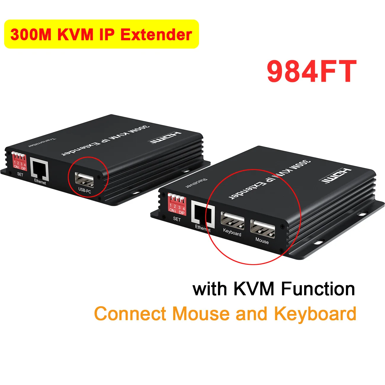 HDMI KVM Extender über IP Rj45 Cat6 Kabel 300M HDMI USB KVM Ethernet Extender unterstützt Maus und Tastatur viele TX zu viele RX