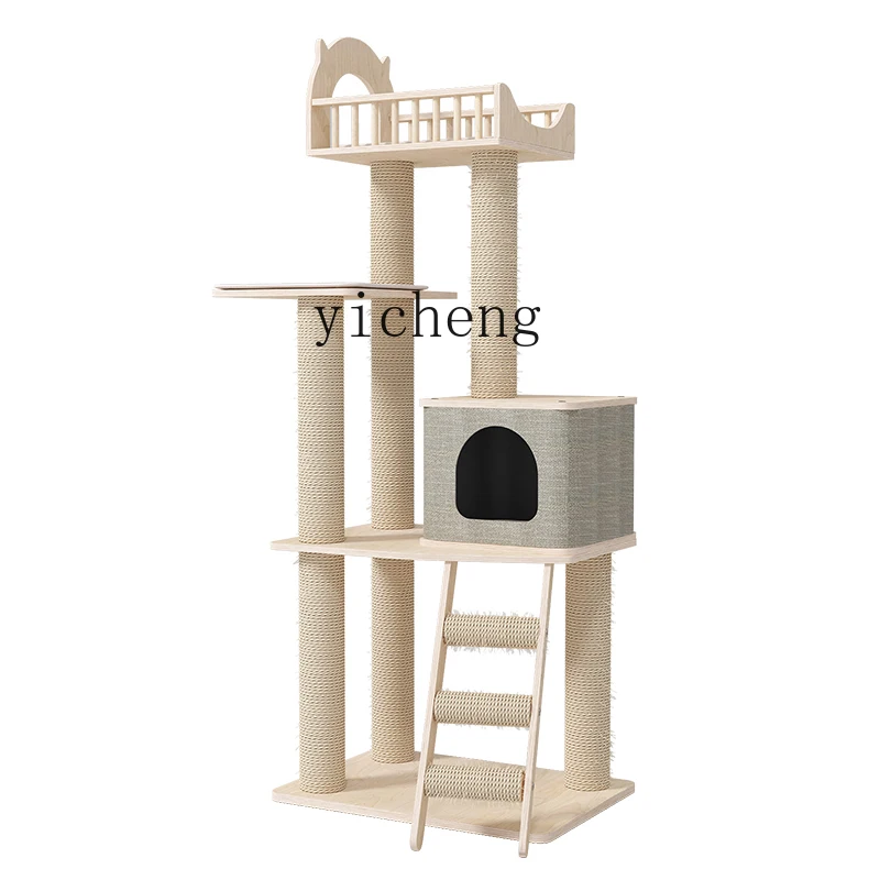 ZC cat climbing frame cat scratching board integrated multi-storey luxury villa large solid wood home multi-cat shelf