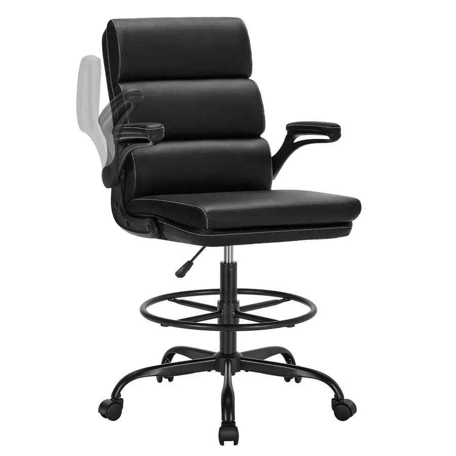 

Chair Tall Office Chair with Padded Flipup Armrests Executive Ergonomic Computer Standing Desk Chair with Comfortable Leather B
