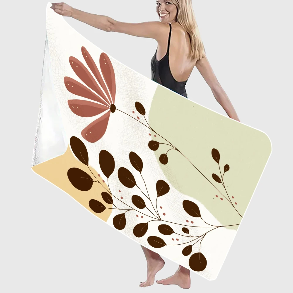 Plant Flowers Painting Beach Towels, Highly Absorbent Bath Towels, Essential for Outdoor Swimming8.4