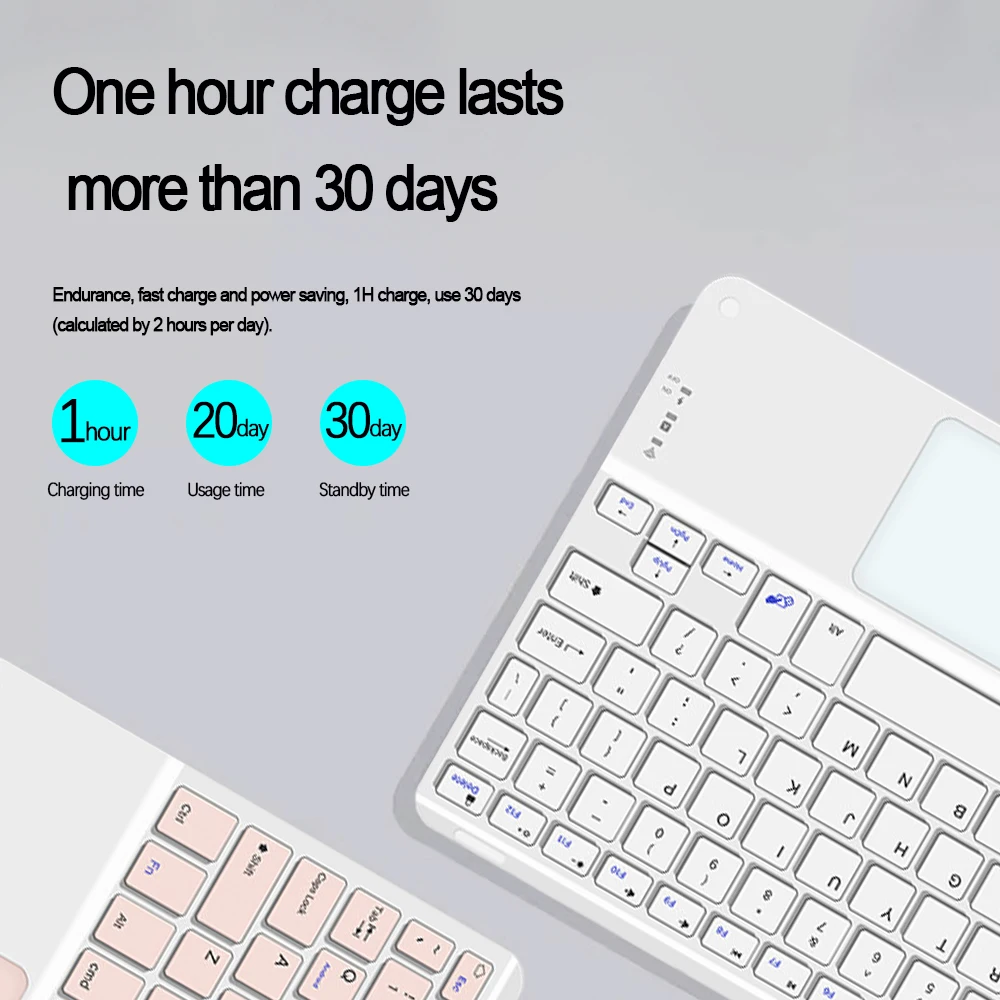 Teclado inalámbrico con Bluetooth para teléfono inteligente, panel táctil para PC, ordenador portátil, iOS, Android, Windows, iPad, Keyboard