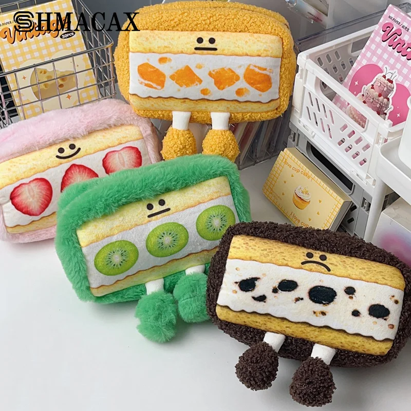 Cartoon Cute Bread Sandwich Pencil Case Pencil Holder Plush Pencil Bag Funny Creative Plush Pencil Cases Student Stationery