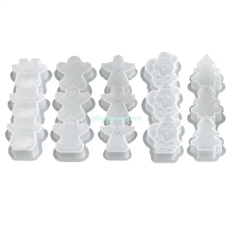 Y88A Grade Silicone Christmas Mold Santa Rena Angel Gingerbreads Man Crafting Essential