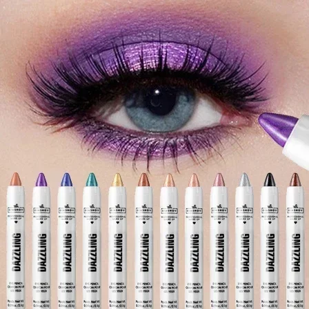 Lápiz de sombra de ojos nacarado, 12 colores, resistente al agua, brillo de larga duración, lápiz para sombra de ojos, delineador de ojos, herramientas de maquillaje de ojos