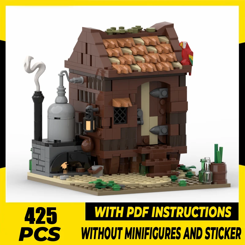 

Модель пиратов Moc, строительные кирпичи, модель дистилляции, технология, модульные блоки с видом на улицу, подарки, рождественские игрушки, сделай сам, сборка