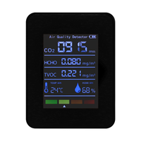 New 5 in 1 Air Quality Monitor TVOC HCHO Temperature Humidity CO2 Meter, USB Rechargeable CO2 Detector Black