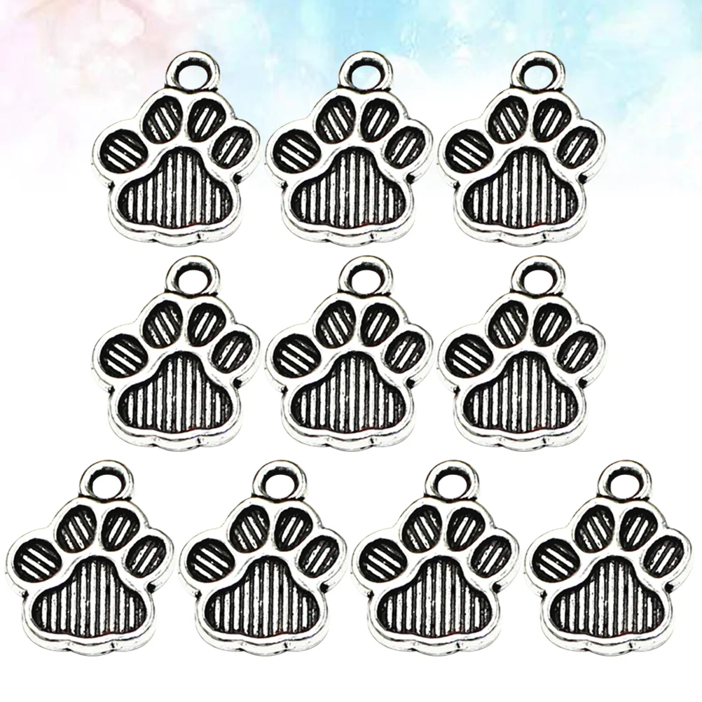 

100 Pcs Dog Footprint Pendant Jewelry Making Pendants DIY Charms Alloy Special Gift for Pet