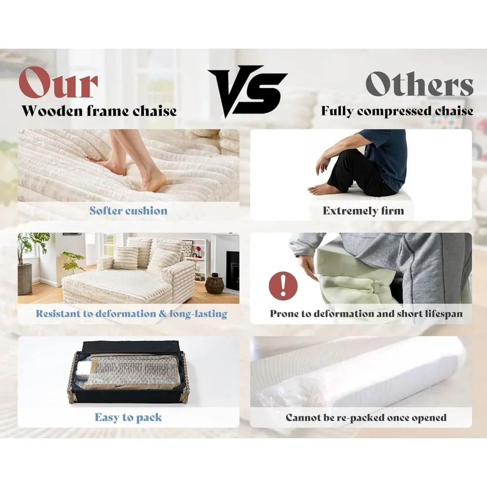 Cadeira de dormir-cadeira de pelúcia para sala de estar, chaise lounge de 53 polegadas interna, sofá-cama estofado com almofadas e braços