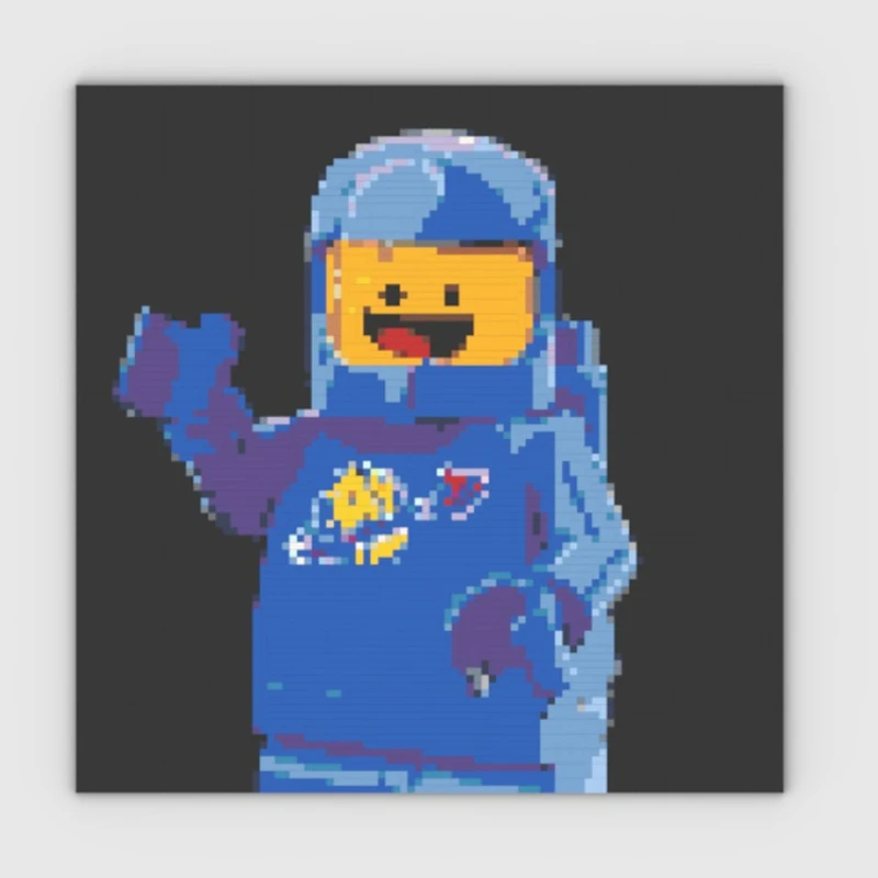 3159PCS Blue Space Minifigure MOC Brick Mosaic Art Building Blocks Movie Character Pixel Portrait Wall Decor DIY Assembly Gift