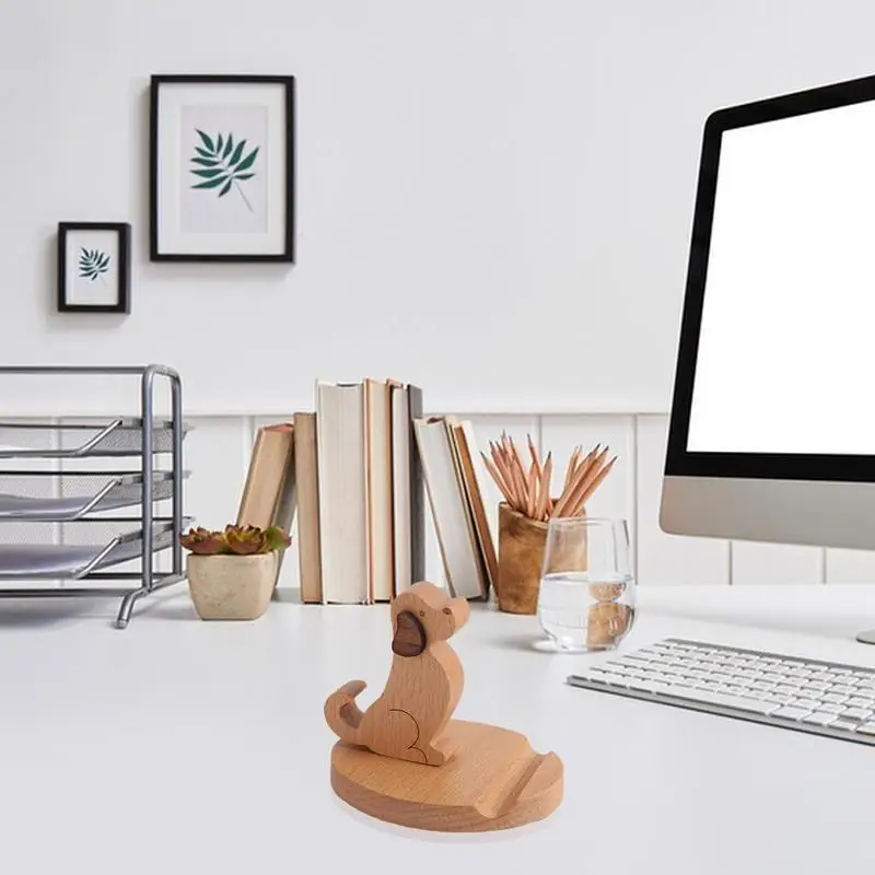 Mobile Phone Desktop Stand Animal Shape Cell Phone Bracket Support Cradle Wooden Electronic Device Holder For Home School Travel