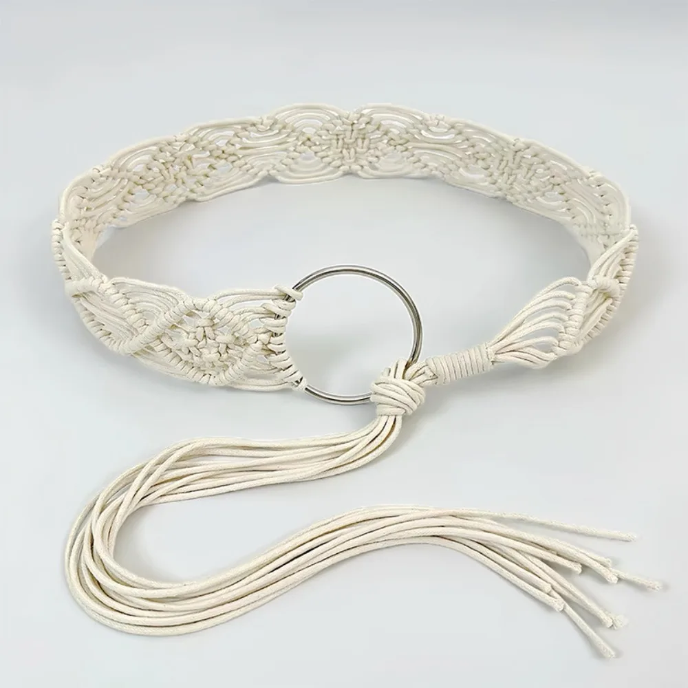 Ethnic Style Adjustable Bohemian Waist Rope Handmade Woven High-End Braided Waist Chain Soft Cotton Dress Belt