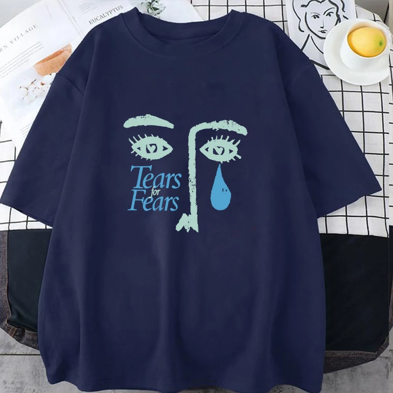 Hot Tears for Fears Print Neutral T-shirt Loose Short Sleeve Harajuku Casual Tops Women Men Women T-shirt Street Fashion Tee Top