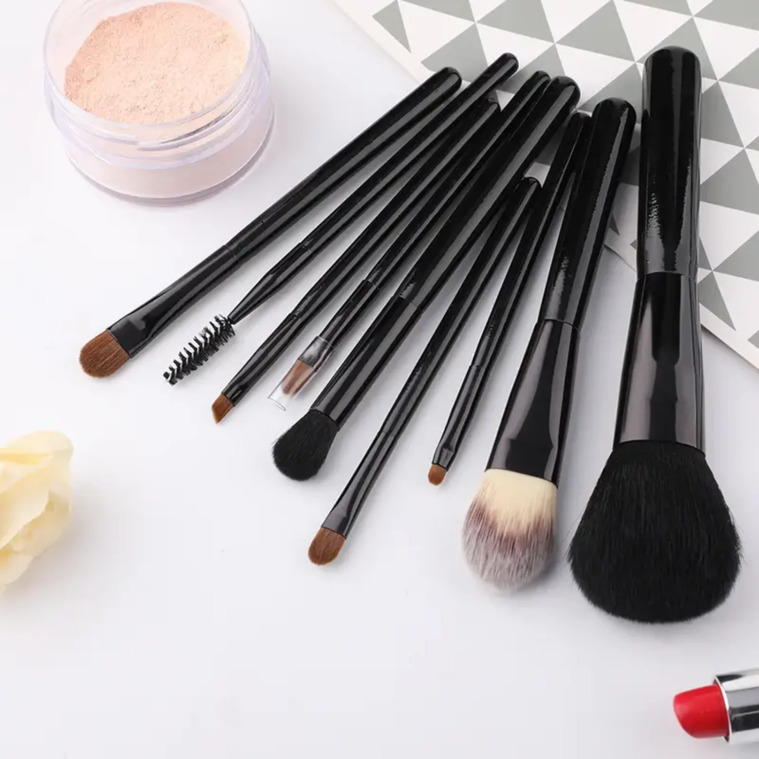 Set di pennelli per trucco da 9 pezzi con borsa - Kit di pennelli per trucco cosmetico premium per applicazioni impeccabili