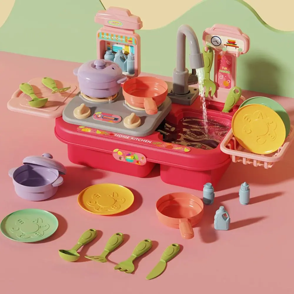 Play House Children's Dishwasher Toys Electric Automatic Water Cycle System Simulation Kitchen Toys Interesting Pretend Play