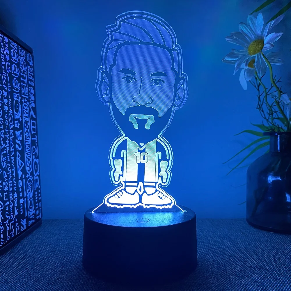 Footballer 3D Night Light Touch Control 7 Colours Auto Gradient Kids Night Light Outdoor Decoration Christmas Gift for Kids