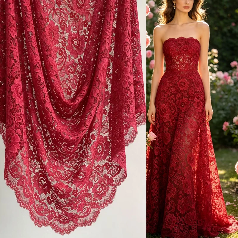 

Mistlace Premium Eyelash Lace Fabric Hot Sale 59% nylon & 41% Cotton Blended Non-strech Cloth for Women Camisole Blouse#109