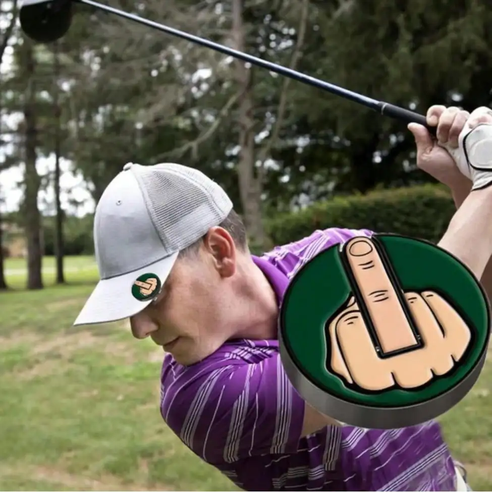 Vertical middle finger golf cap clip, middle finger golf marker, ball position marker with magnet