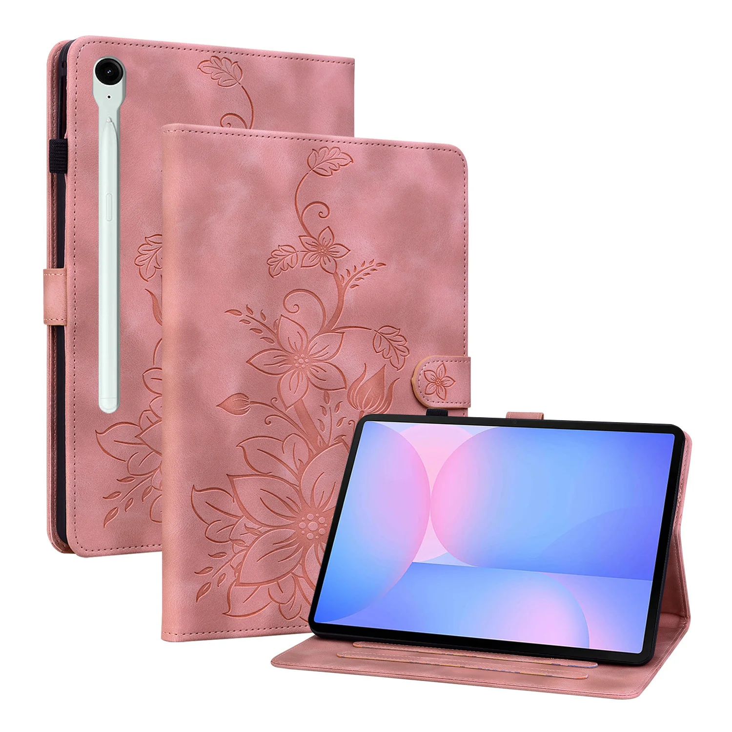 

Emboss PU Leather Case for Samsung Galaxy Tab S10 FE Plus 2025 13.1" SM-X620 X626B Adjust Stand Cover With Card Slots Shockproof
