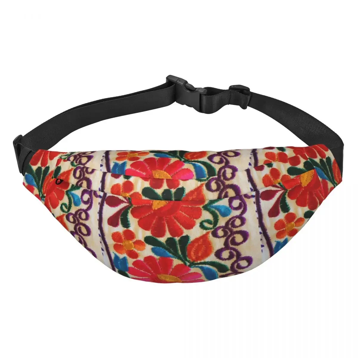 Custom Mexican Flowers Fanny Bag Custom Sling Crossbody Waist Pack Men Women Cycling Camping Phone Money Pouch