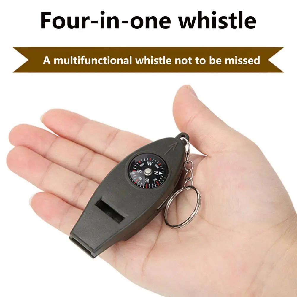 Hiking Whistle Keychain Design Thermometer Bite-resistant 4 in 1 Multifunction Hiking Whistle Safety Whistle Reminding