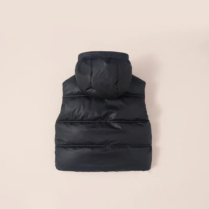 

Children's Down Cotton Vest 2025 New Autumn and Winter Boys and Girls Tank Top for Outer Wearing Teen Thick Hooded Coat 4-14Year